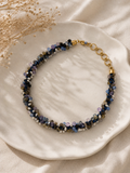 Handgefertigte Perlenkette in Blau und Gold