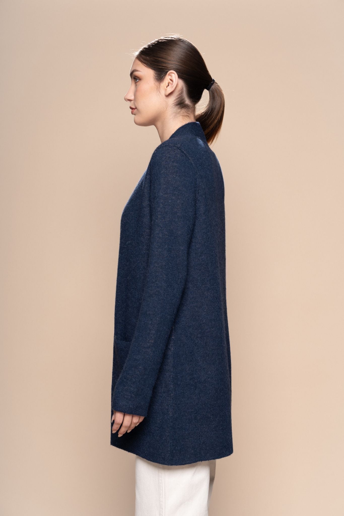 Andes Cardigan – Navy Blue & Beige