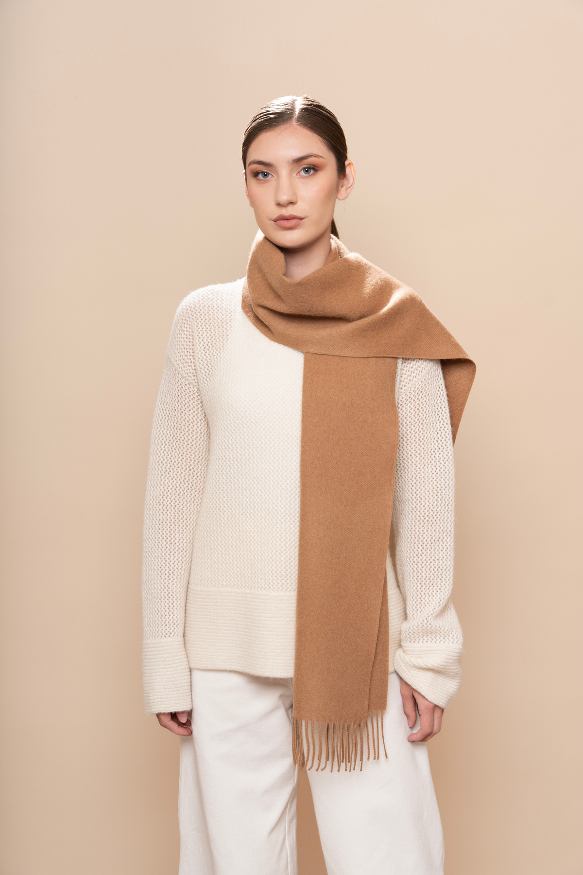 PUKARA Natural Classic Alpaka Schal - Camel