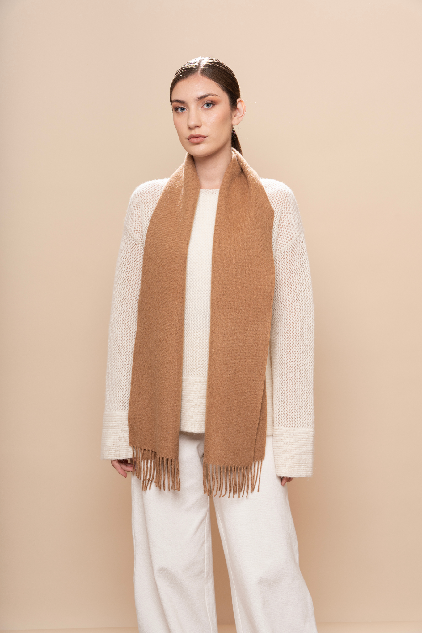 PUKARA Natural Classic Alpaka Schal - Camel