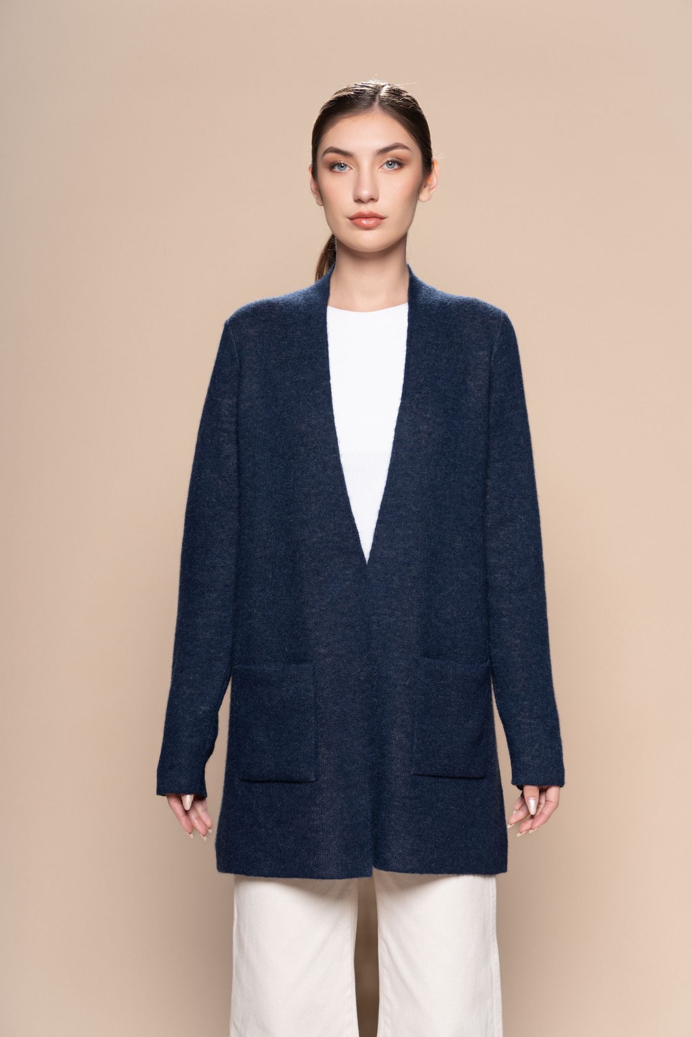 Andes Cardigan – Navy Blue & Beige